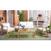 Safavieh Outdoor Collection Garnen Wicker Cushion 4-Piece Living Set PAT7714D, Natural/White(Natural / White)