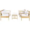 Safavieh Outdoor Collection Garnen Wicker Cushion 4-Piece Living Set PAT7714D, Natural/White(Natural / White)