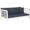 Safavieh Outdoor Collection Malibu Antiqued White/ Navy Acacia Wood Cushioned Daybed(Antique White / Navy)