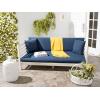Safavieh Outdoor Collection Malibu Antiqued White/ Navy Acacia Wood Cushioned Daybed(Antique White / Navy)