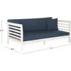 Safavieh Outdoor Collection Malibu Antiqued White/ Navy Acacia Wood Cushioned Daybed(Antique White / Navy)