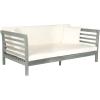 Safavieh Outdoor Collection Malibu Antiqued White/ Navy Acacia Wood Cushioned Daybed(Ash Grey / Beige)