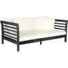 Safavieh Outdoor Collection Malibu Antiqued White/ Navy Acacia Wood Cushioned Daybed(Dark Slate Gray / Beige)