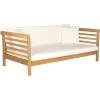Safavieh Outdoor Collection Malibu Antiqued White/ Navy Acacia Wood Cushioned Daybed(Natural / Beige)