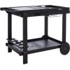 Safavieh -Outdoor Collection Orland Natural Wood Tea Trolley Cart(Black)