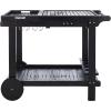 Safavieh -Outdoor Collection Orland Natural Wood Tea Trolley Cart(Black)