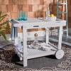 Safavieh -Outdoor Collection Orland Natural Wood Tea Trolley Cart(Grey)
