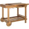 Safavieh -Outdoor Collection Orland Natural Wood Tea Trolley Cart(Natural)