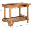 Safavieh -Outdoor Collection Orland Natural Wood Tea Trolley Cart(Natural)