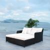 Safavieh Outdoor Collection PAT7500 Daybed, Black/Light Grey(Black/Beige)