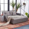 Safavieh Outdoor Collection PAT7500 Daybed, Black/Light Grey(Grey/Grey)