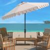 Safavieh Outdoor Elegant Valance 11-Foot Round UV Protected Umbrella(Beige/White)