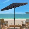 Safavieh Outdoor Elegant Valance 11-Foot Round UV Protected Umbrella(Navy/White)