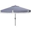 Safavieh Outdoor Milan Fringe 11-Foot Round Crank UV Protected Umbrella(Gray)