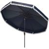 Safavieh Outdoor Milan Fringe 11-Foot Round Crank UV Protected Umbrella(Navy/White)