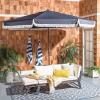 Safavieh Outdoor Milan Fringe 11-Foot Round Crank UV Protected Umbrella(Navy/White)
