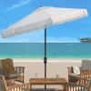 Safavieh Outdoor Milan Fringe 11-Foot Round Crank UV Protected Umbrella(White)