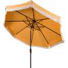 Safavieh Outdoor Milan Fringe 11-Foot Round Crank UV Protected Umbrella(Yellow)
