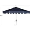 Safavieh Outdoor Venice 11-Foot Round Crank UV Protected Umbrella(Navy/White)