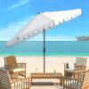 Safavieh Outdoor Venice 11-Foot Round Crank UV Protected Umbrella(White/Black)