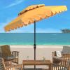 Safavieh Outdoor Venice 9-Foot Round Double Top Crank UV Protected Umbrella(Yellow)