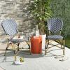 Safavieh PAT4010A-SET2 Outdoor Collection Lisbeth Navy and White French Bistro Stacking Side Chair(Navy / White)