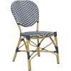 Safavieh PAT4010A-SET2 Outdoor Collection Lisbeth Navy and White French Bistro Stacking Side Chair(Navy / White)