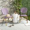 Safavieh PAT4010A-SET2 Outdoor Collection Lisbeth Navy and White French Bistro Stacking Side Chair(White)