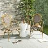 Safavieh PAT4014A-SET2 Outdoor Collection Rosen Navy and White French Bistro Stacking Arm Chair(Brown / White)