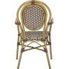 Safavieh PAT4014A-SET2 Outdoor Collection Rosen Navy and White French Bistro Stacking Arm Chair(Brown / White)