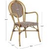 Safavieh PAT4014A-SET2 Outdoor Collection Rosen Navy and White French Bistro Stacking Arm Chair(Brown / White)