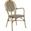 Safavieh PAT4014A-SET2 Outdoor Collection Rosen Navy and White French Bistro Stacking Arm Chair(Brown / White)