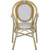 Safavieh PAT4014A-SET2 Outdoor Collection Rosen Navy and White French Bistro Stacking Arm Chair(Grey / White)