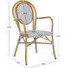 Safavieh PAT4014A-SET2 Outdoor Collection Rosen Navy and White French Bistro Stacking Arm Chair(Grey / White)