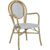 Safavieh PAT4014A-SET2 Outdoor Collection Rosen Navy and White French Bistro Stacking Arm Chair(Grey / White)