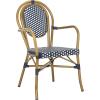 Safavieh PAT4014A-SET2 Outdoor Collection Rosen Navy and White French Bistro Stacking Arm Chair(Navy / White)