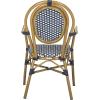 Safavieh PAT4014A-SET2 Outdoor Collection Rosen Navy and White French Bistro Stacking Arm Chair(Navy / White)