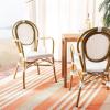Safavieh PAT4014A-SET2 Outdoor Collection Rosen Navy and White French Bistro Stacking Arm Chair(White)