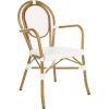 Safavieh PAT4014A-SET2 Outdoor Collection Rosen Navy and White French Bistro Stacking Arm Chair(White)
