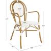 Safavieh PAT4014A-SET2 Outdoor Collection Rosen Navy and White French Bistro Stacking Arm Chair(White)