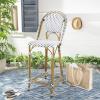 Safavieh PAT4038C Outdoor Collection Zaid White Stackable 30-inch Bar Stool(Black/White)