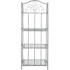 Safavieh PAT5014A Collection Amaris Rusty Orange Wrought Iron 4 Tier Outdoor Bakers Rack Shelve(Antique Dark Green)