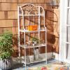 Safavieh PAT5014A Collection Amaris Rusty Orange Wrought Iron 4 Tier Outdoor Bakers Rack Shelve(Antique White)