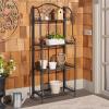 Safavieh PAT5014A Collection Amaris Rusty Orange Wrought Iron 4 Tier Outdoor Bakers Rack Shelve(Black)