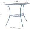 Safavieh PAT5027A Outdoor Collection Genson Pearl White End Table(Mossy Blue)