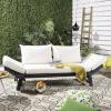 Safavieh PAT6745A Outdoor Collection Tandra Grey Modern Contemporary Daybed Day Bed(Dark Slate Gray / Beige)