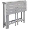 Safavieh PAT6754A Collection Wilton Teak and Navy Balcony Corner Lounge Outdoor Set(Ash Grey / White)