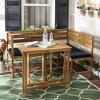 Safavieh PAT6754A Collection Wilton Teak and Navy Balcony Corner Lounge Outdoor Set(Natural / Navy)