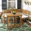 Safavieh PAT6754A Collection Wilton Teak and Navy Balcony Corner Lounge Outdoor Set(Teak Brown / Beige)