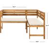 Safavieh PAT6754A Collection Wilton Teak and Navy Balcony Corner Lounge Outdoor Set(Teak Brown / Beige)